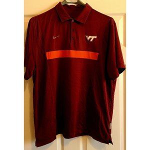 Men's Nike Dri-Fit Virginia Tech VT Stitched Logo Maroon Polo Shirt Sz L Large